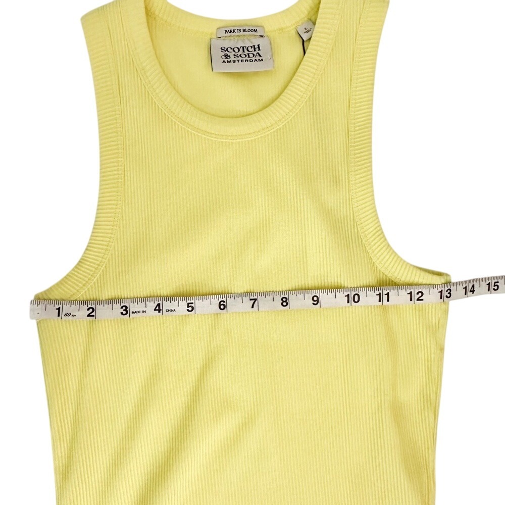 Scotch & Soda Gelbe Cotton In-Conversion Ribbed‎ Yellow Racer Tank - Large - Picture 3 of 7